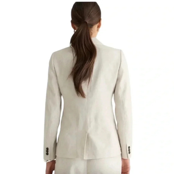 J. CREW Ivory Office Siren Blazer in Stretch Linen Blend Size 00 Corpcore - Picture 4 of 16